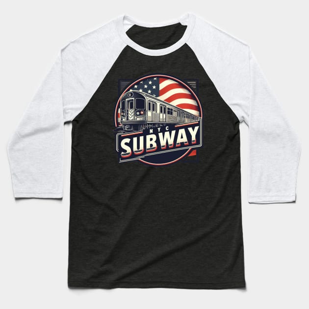 New York Subway NYC Subway Train Baseball T-Shirt by Nysa Design